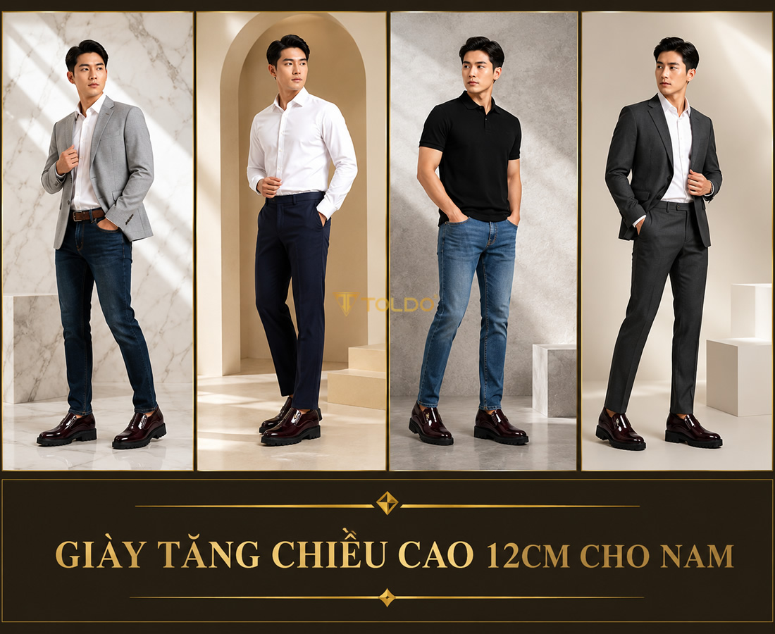 Giày tăng chiều cao 12cm da thật 7